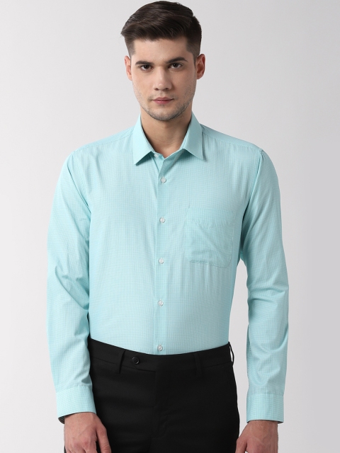 

Peter England Men Sea Green Regular Fit Checked Formal Shirt