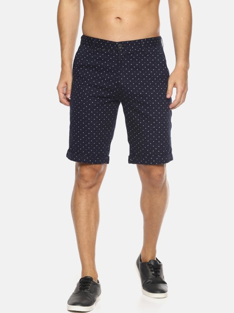 

IVOC Men Navy Blue Printed Slim Fit Regular Shorts