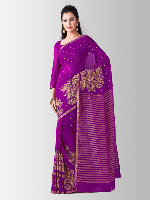 

MIMOSA Purple Poly Chiffon Woven Design Banarasi Saree
