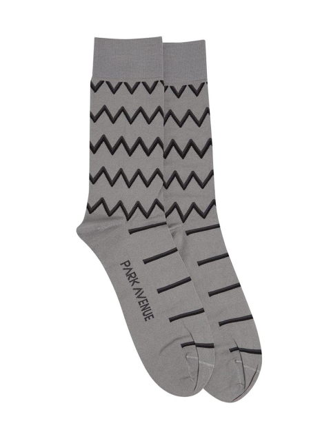

Park Avenue Men Grey Patterned Calf-Length Socks