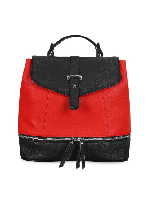 

Lychee bags Women Red & Black Colourblocked Backpack