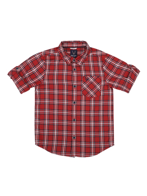 

Allen Solly Junior Boys Maroon & Blue Regular Fit Checked Casual Shirt