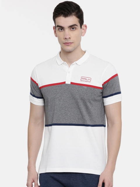 

Proline Men Off-White Colourblocked Polo Collar T-shirt