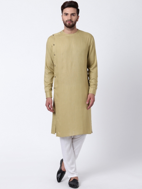 

I Know Men Khaki Solid Straight Kurta