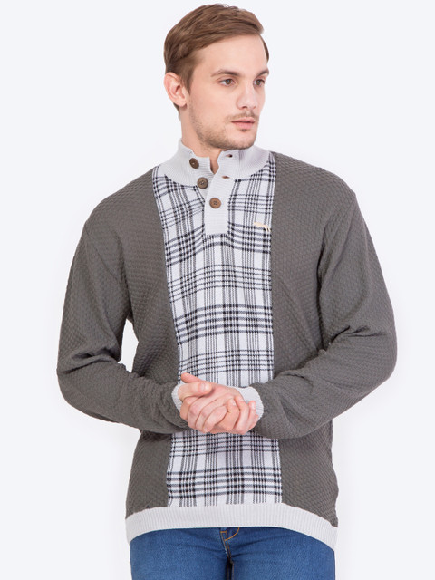 

JUMP USA Men Green Checked Sweater