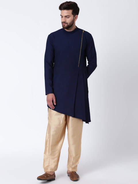 

I Know Men Navy Blue Solid Straight Kurta