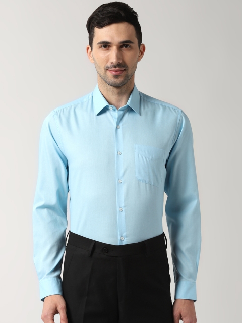 

Peter England Men Turquoise Blue Regular Fit Self Design Formal Shirt