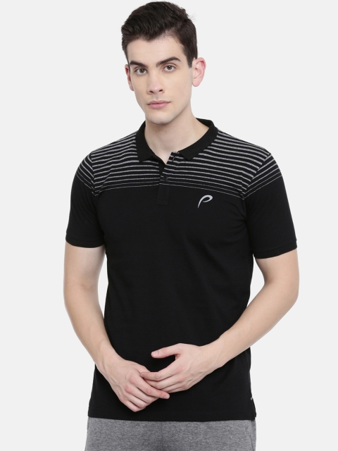 

Proline Men Black Striped Polo Collar T-shirt