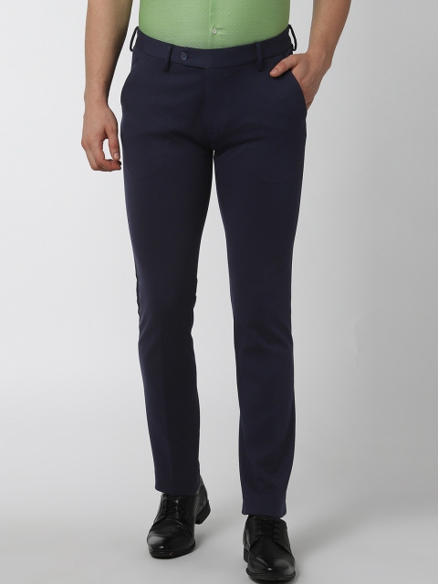 

Peter England Men Navy Blue Slim Fit Solid Formal Trousers