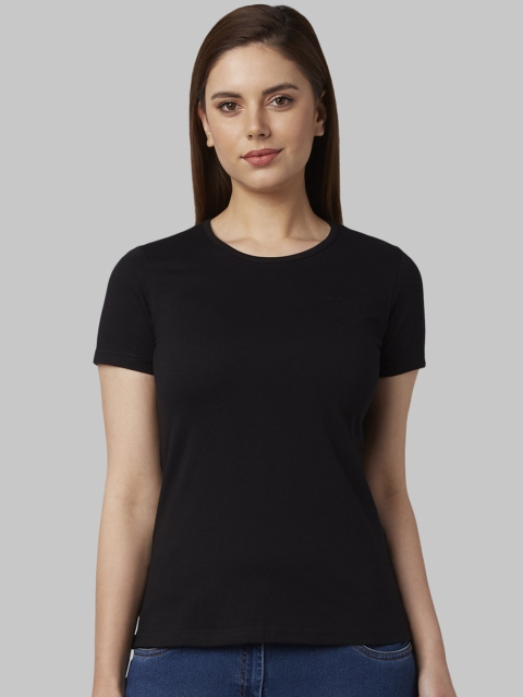

Park Avenue Woman Black Solid Round Neck T-shirt