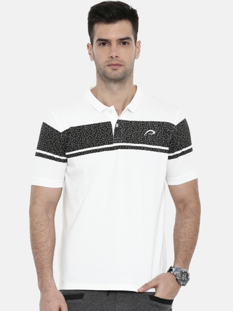 

Proline Men Off-White Colourblocked Polo Collar T-shirt