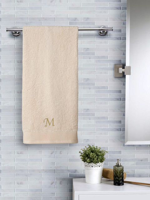 

MASPAR Beige Solid 550 GSM M Monograme Cotton Bath Towel