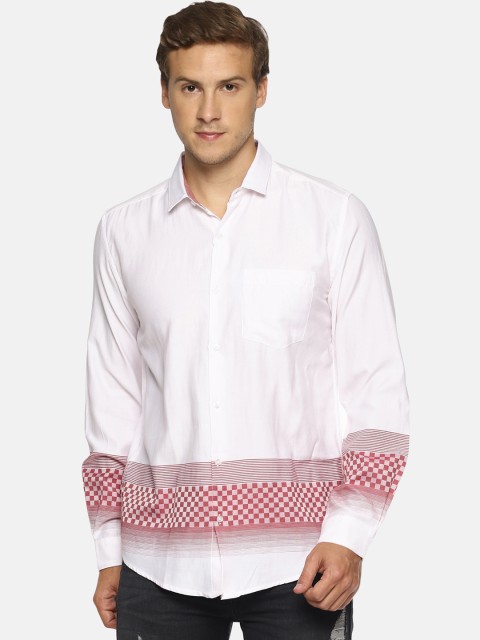 

IVOC Men White & Red Slim Fit Checked Casual Shirt