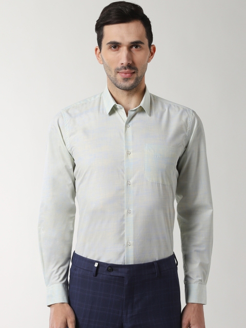 

Peter England Men Yellow & Blue Regular Fit Solid Formal Shirt