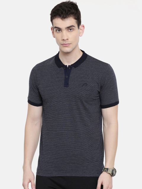 

Proline Men Navy Blue Self Design Polo Collar T-shirt
