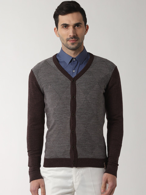 

Peter England Casuals Men Maroon & Grey Self Design Sweater