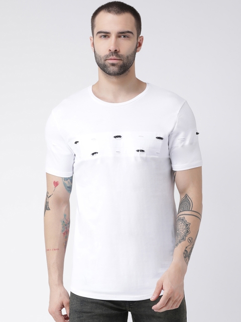 

Rex Straut Jeans Men White Solid Round Neck T-shirt