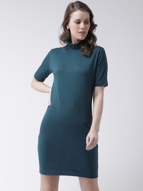 

The Dry State Women Teal Blue Solid T-shirt Dress