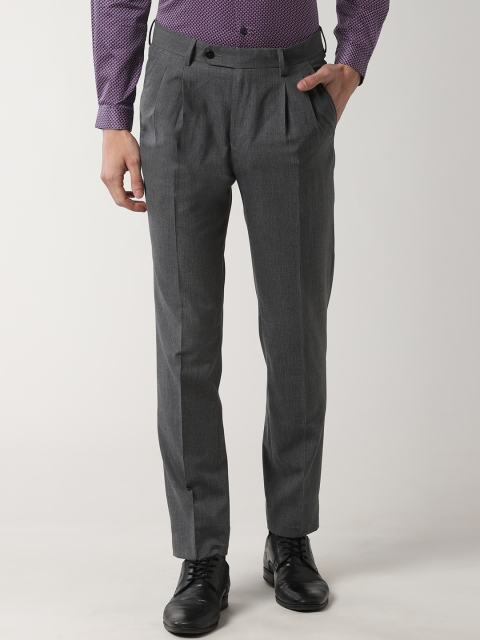 

Peter England Men Grey Slim Fit Solid Formal Trousers