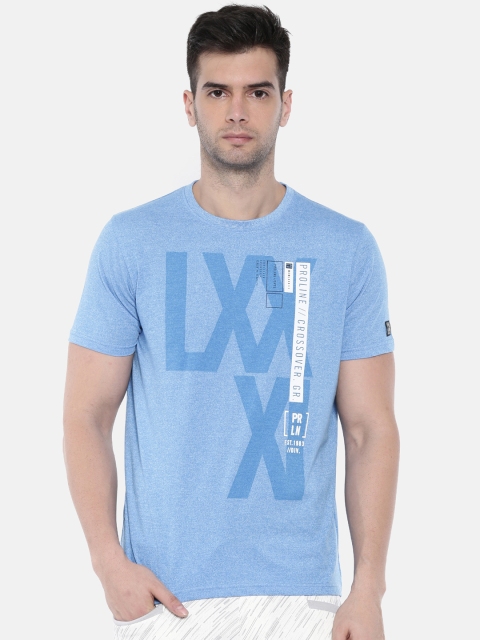 

Proline Men Blue Printed Round Neck T-shirt