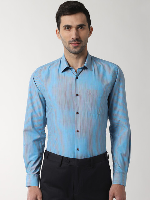 

Peter England Men Blue & Beige Regular Fit Striped Formal Shirt