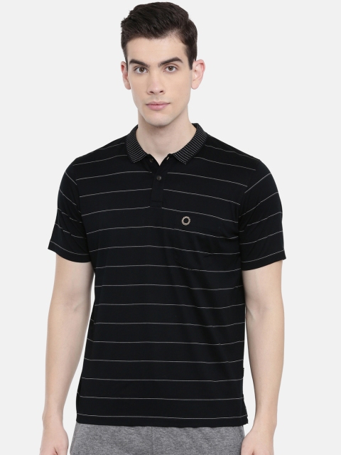 

Proline Men Black & White Striped Comfort Fit Polo Collar T-shirt