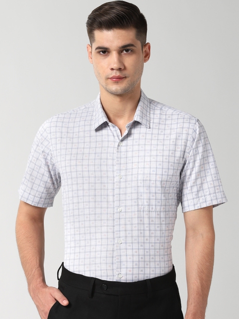 

Peter England Men White Regular Fit Checked Formal Shirt