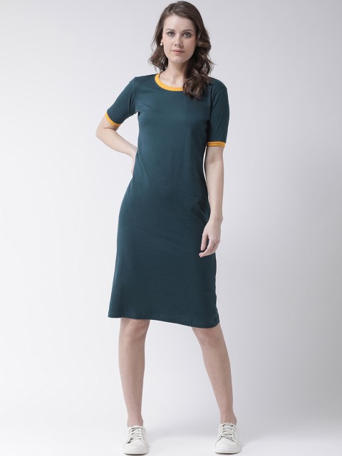 

The Dry State Women Teal Blue Solid T-shirt Dress