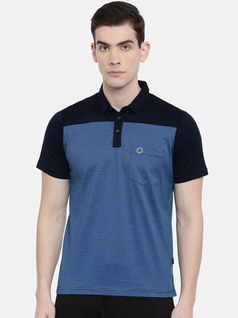 

Proline Men Blue Striped Comfort Fit Polo Collar T-shirt