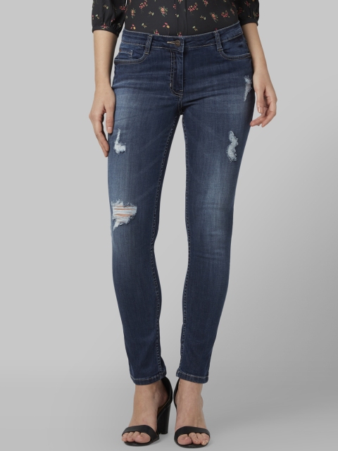 

Park Avenue Woman Blue Regular Fit Mid-Rise Mildly Distressed Jeans