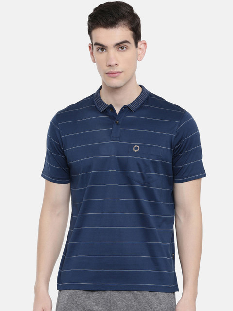 

Proline Men Blue Striped Comfort Fit Polo Collar T-shirt