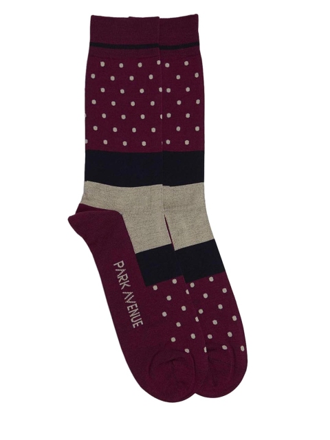 

Park Avenue Men Maroon & Beige Patterned Calf-Length Socks