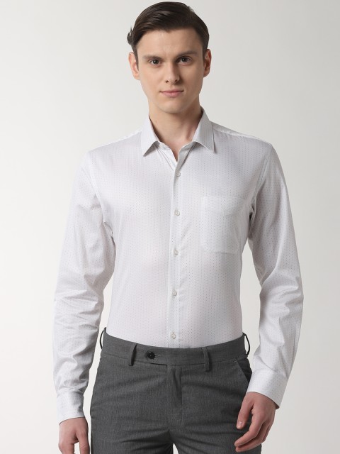 

Peter England Men Off-White Slim Fit Printed Formal Shirt