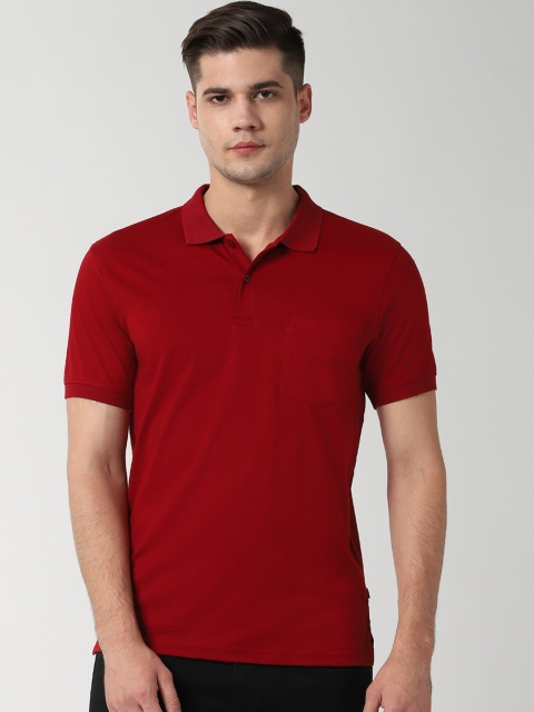 

Peter England Casuals Men Red Solid Polo Collar T-shirt