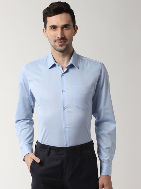 Peter England Men Blue Slim Fit Solid Formal Shirt