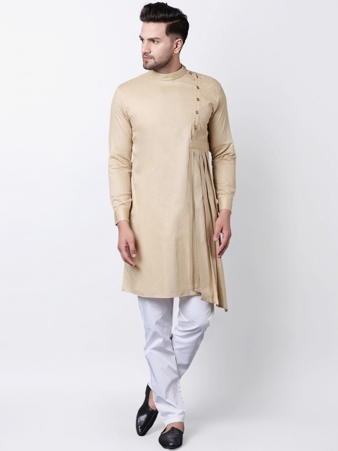 

I Know Men Beige Solid Straight Kurta