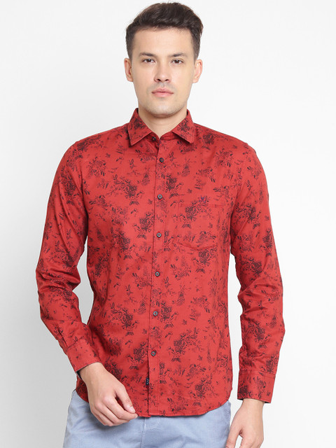 

Crimsoune Club Men Red Slim Fit Printed Casual Shirt