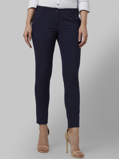 

Park Avenue Woman Navy Blue Regular Fit Solid Formal Trousers
