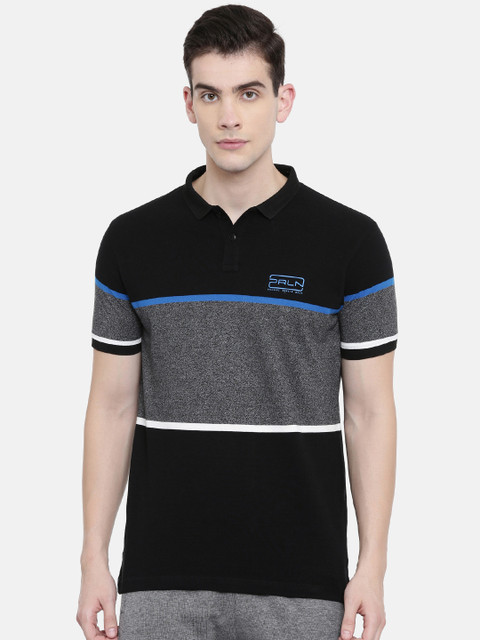 

Proline Men Black Colourblocked Polo Collar T-shirt