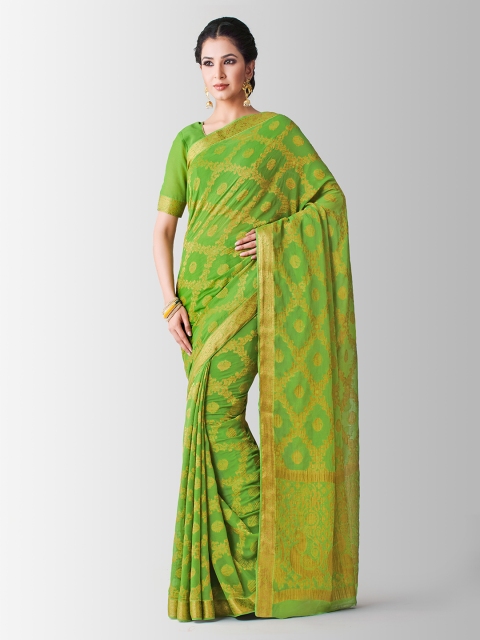 

MIMOSA Green Poly Chiffon Woven Design Patola Saree