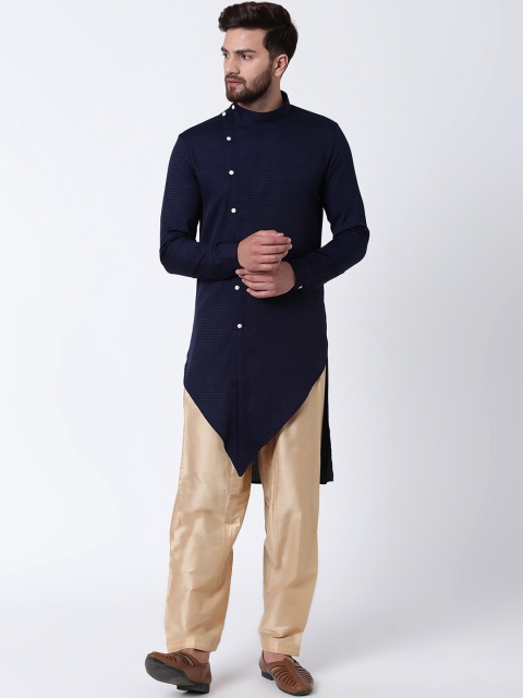 

I Know Men Navy Blue Solid Straight Kurta