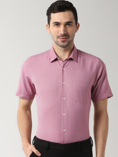 

Peter England Men Red Regular Fit Striped Formal Shirt