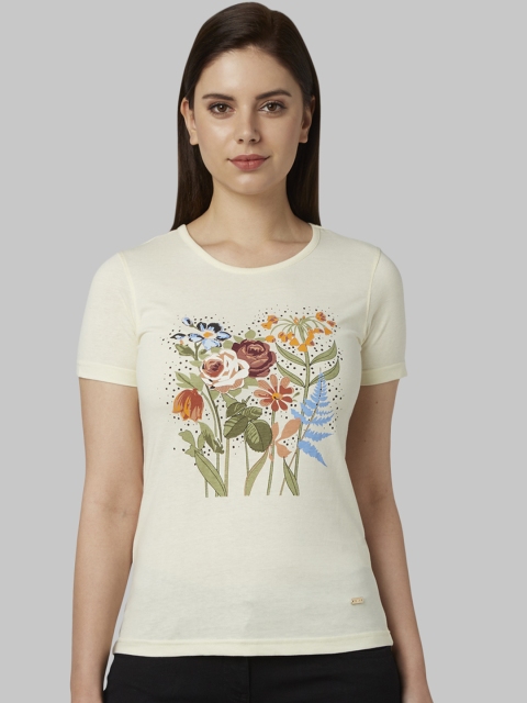 

Park Avenue Woman Yellow Printed Round Neck T-shirt