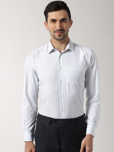 

Peter England Men White & Black Regular Fit Checked Formal Shirt