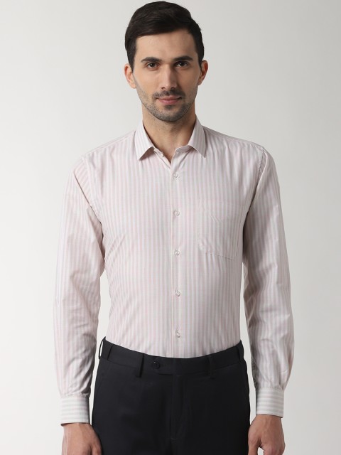 

Peter England Men Pink Regular Fit Striped Formal Shirt