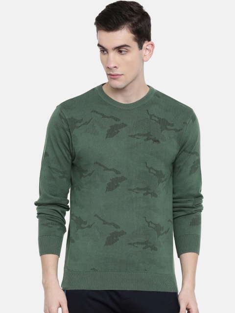 

Proline Men Olive Green Printed Sweater