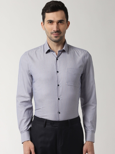 

Peter England Men Blue & Orange Regular Fit Printed Formal Shirt