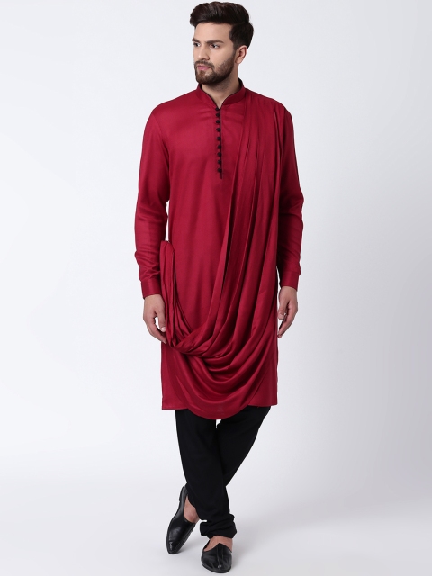 

I Know Men Maroon Solid Straight Kurta