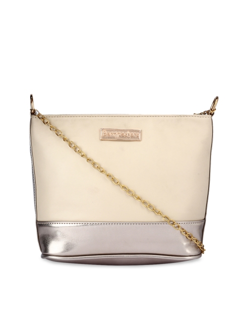 

Berrypeckers Beige & Gold-Toned Colourblocked Sling Bag