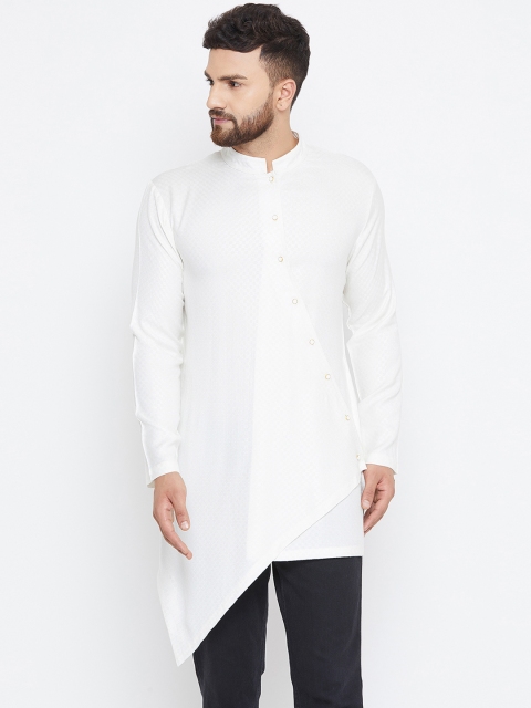 

Hypernation Men Off-White Solid Straight Kurta
